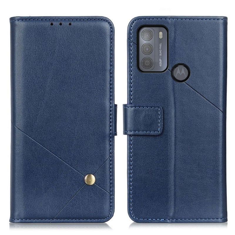 Etui Folio do Motorola Moto G50 Skórzany Futerał Klapa Ze Sztucznej Skóry Z Nitem