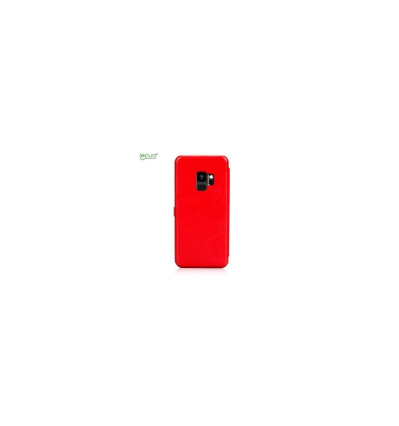 Etui Folio do Samsung Galaxy S9 Lenuo Premium Faux Leather - Czerwony