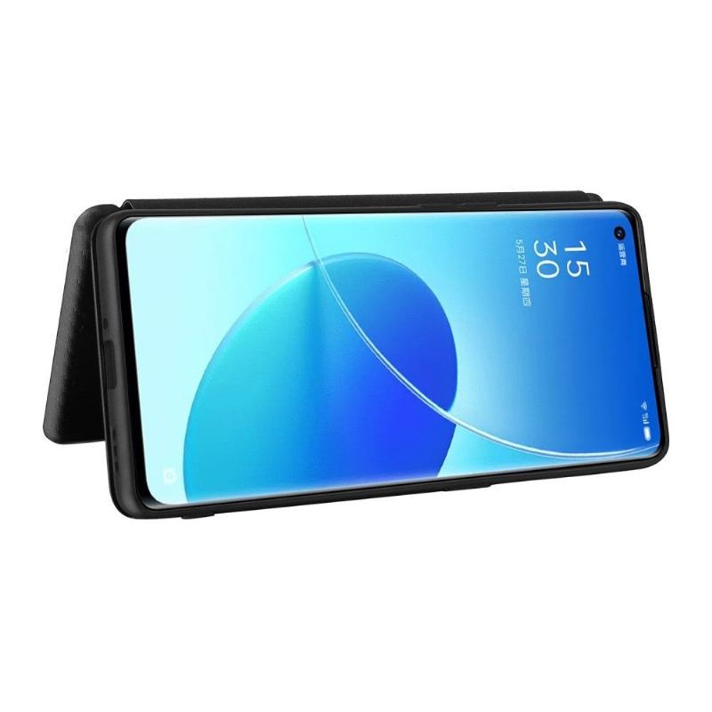 Skórzany Futerał do Oppo Reno 6 5G Skóra Ekologiczna Z Włókna Węglowego