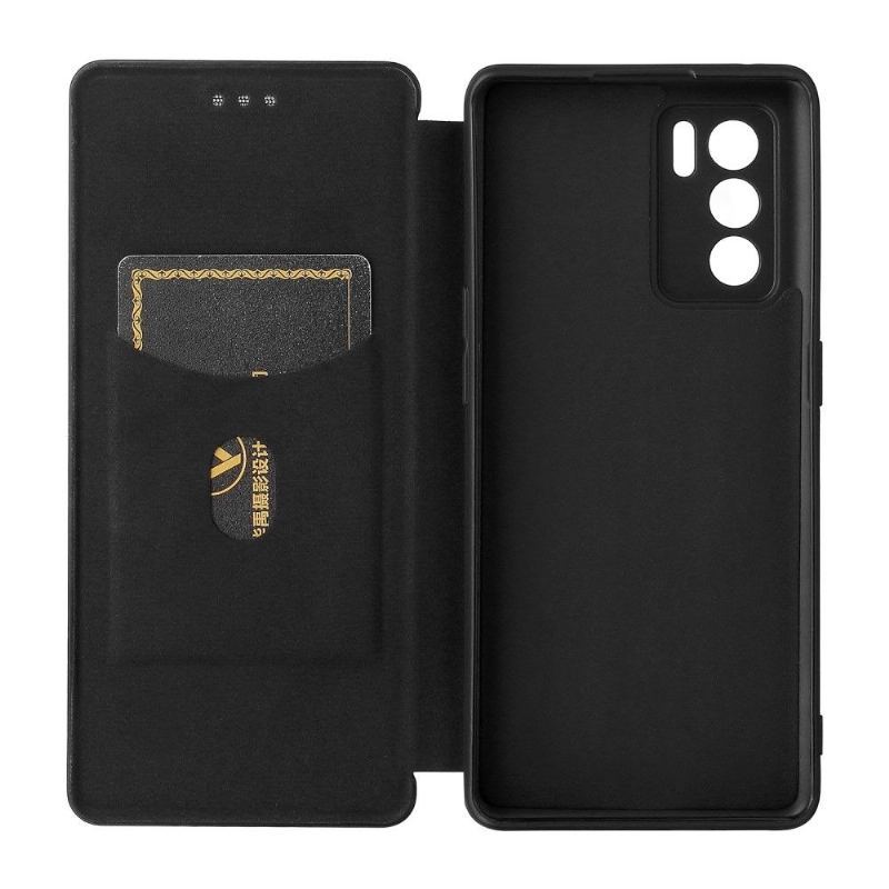 Skórzany Futerał do Oppo Reno 6 5G Skóra Ekologiczna Z Włókna Węglowego
