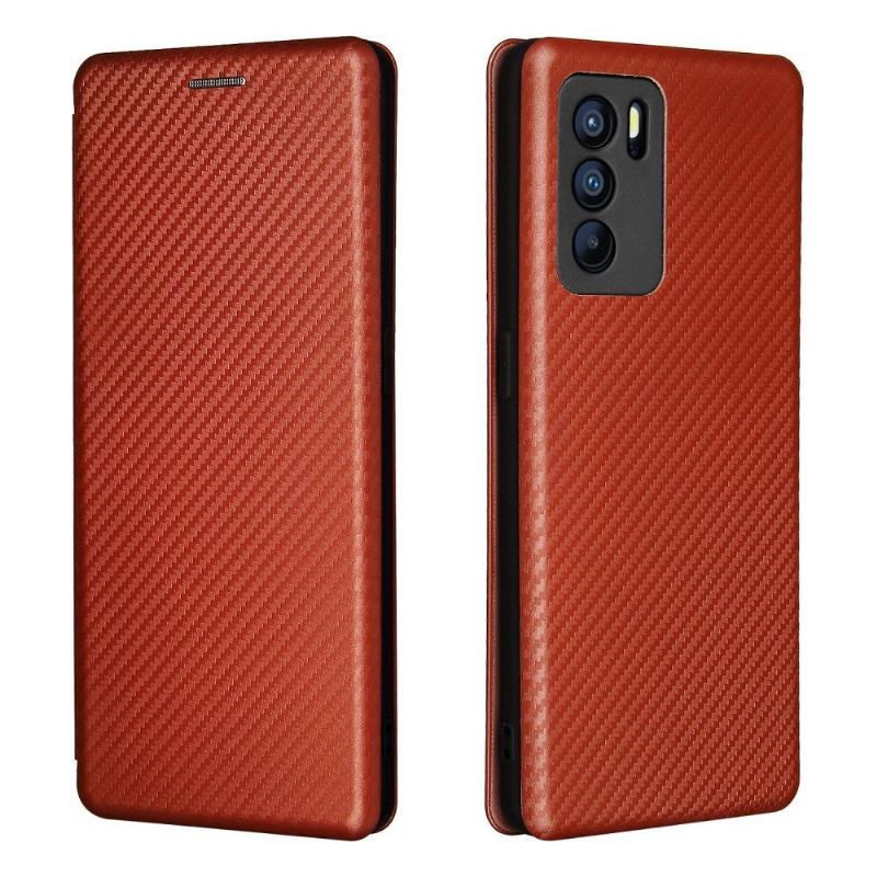 Skórzany Futerał do Oppo Reno 6 5G Skóra Ekologiczna Z Włókna Węglowego