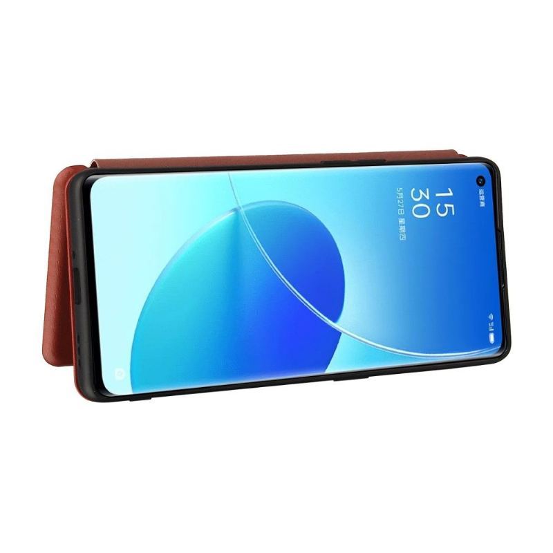 Skórzany Futerał do Oppo Reno 6 5G Skóra Ekologiczna Z Włókna Węglowego