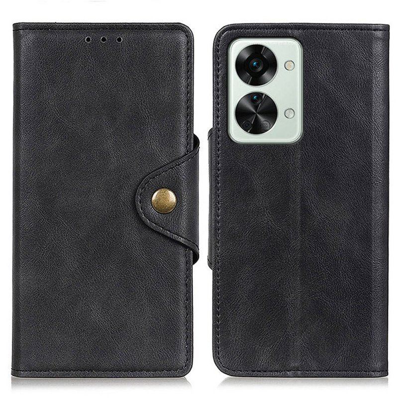 Etui Folio do OnePlus Nord 2T 5G Guzik Ze Sztucznej Skóry