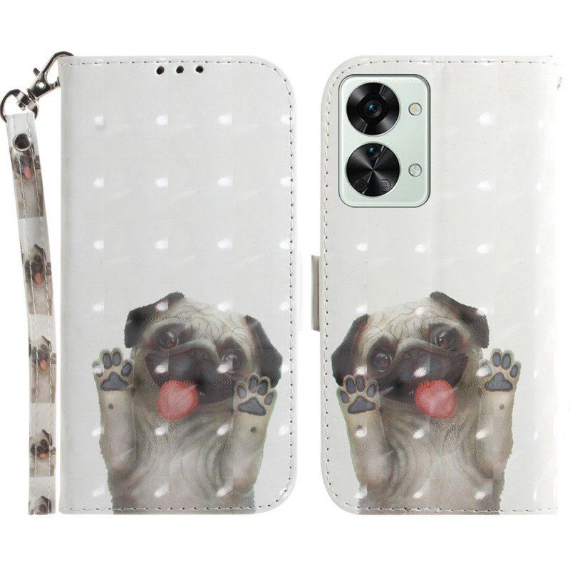 Etui Folio do OnePlus Nord 2T 5G z Łańcuch Stringi Pies