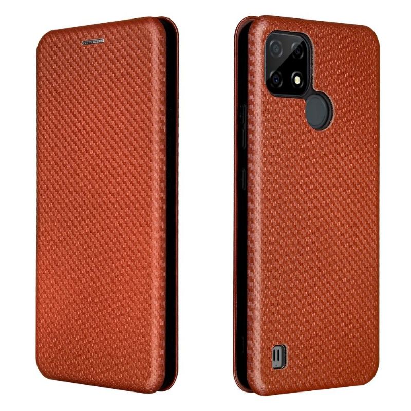 Etui Folio do Realme C21 Skóra Ekologiczna Z Włókna Węglowego