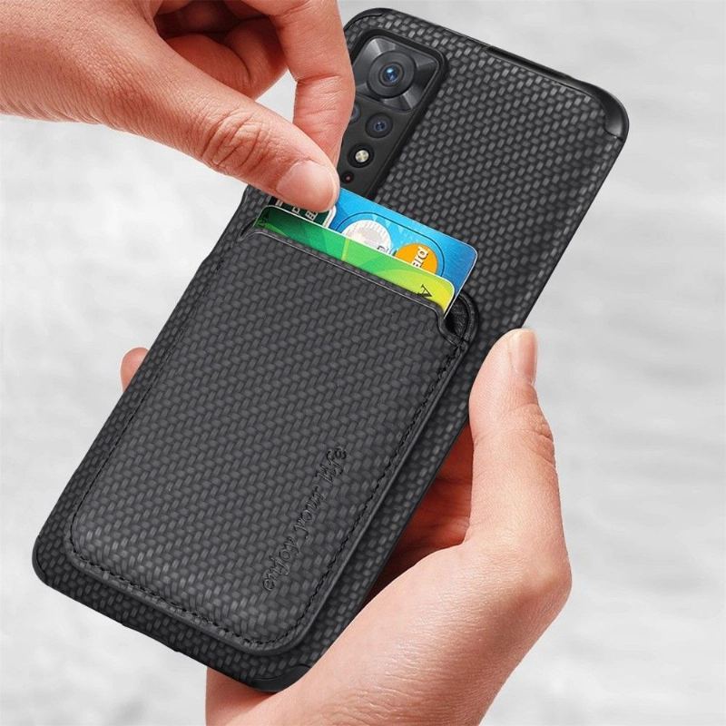 Etui do Xiaomi Redmi Note 11 / Note 11S Odpinany Uchwyt Na Karty Z Włókna Węglowego