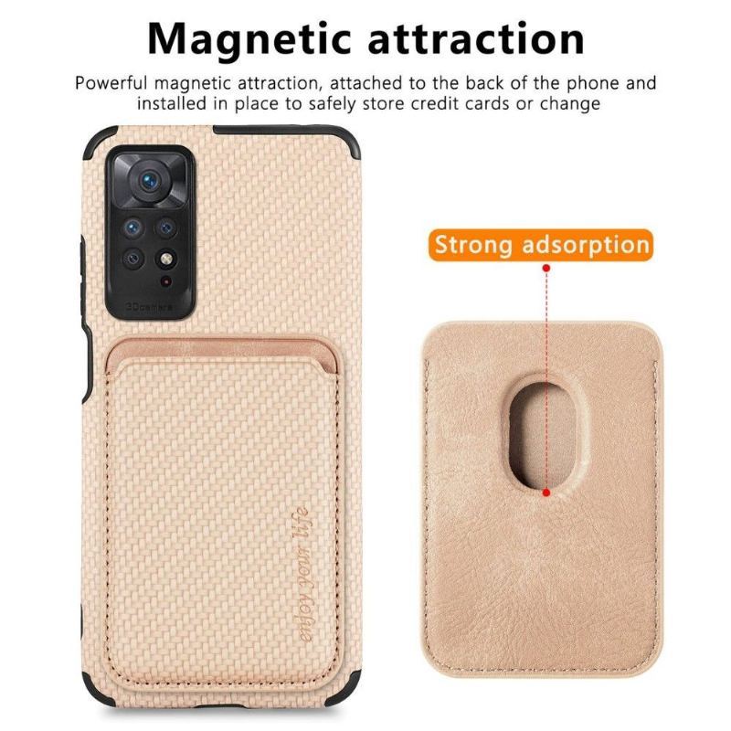 Etui do Xiaomi Redmi Note 11 / Note 11S Odpinany Uchwyt Na Karty Z Włókna Węglowego