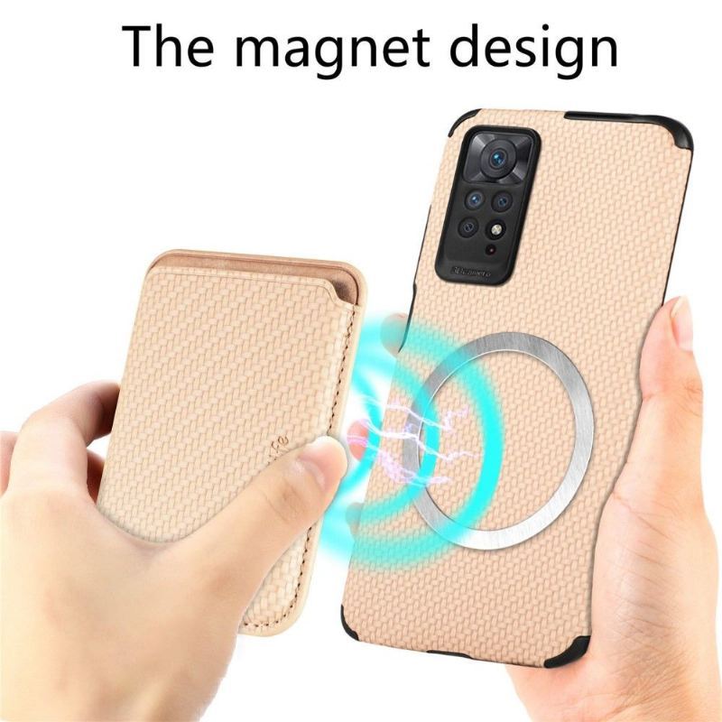 Etui do Xiaomi Redmi Note 11 / Note 11S Odpinany Uchwyt Na Karty Z Włókna Węglowego