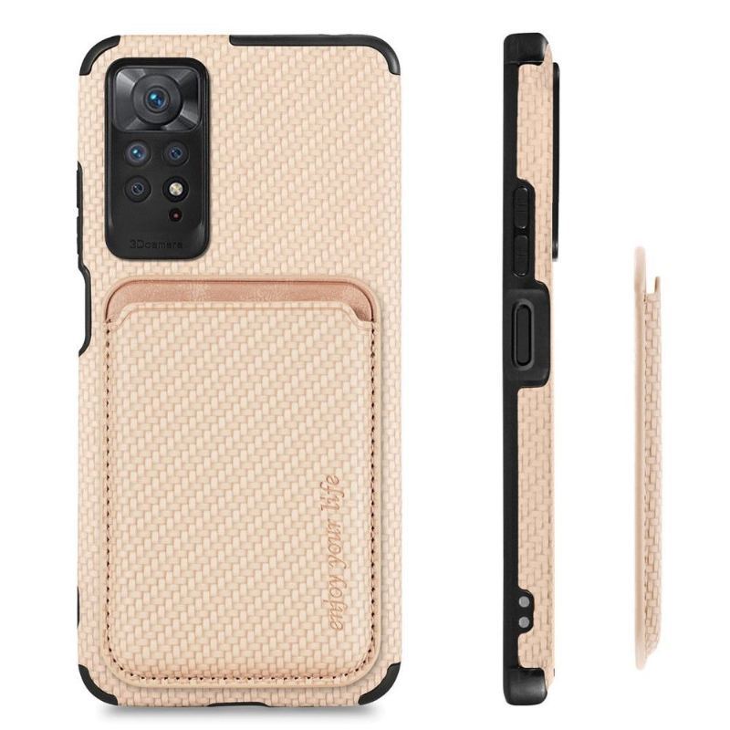 Etui do Xiaomi Redmi Note 11 / Note 11S Odpinany Uchwyt Na Karty Z Włókna Węglowego