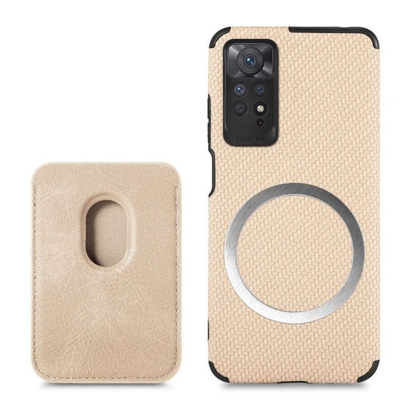 Etui do Xiaomi Redmi Note 11 / Note 11S Odpinany Uchwyt Na Karty Z Włókna Węglowego