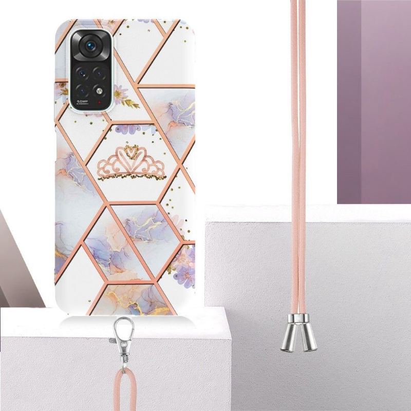 Etui do Xiaomi Redmi Note 11 / Note 11S ze Sznurkiem Marmur I Korona