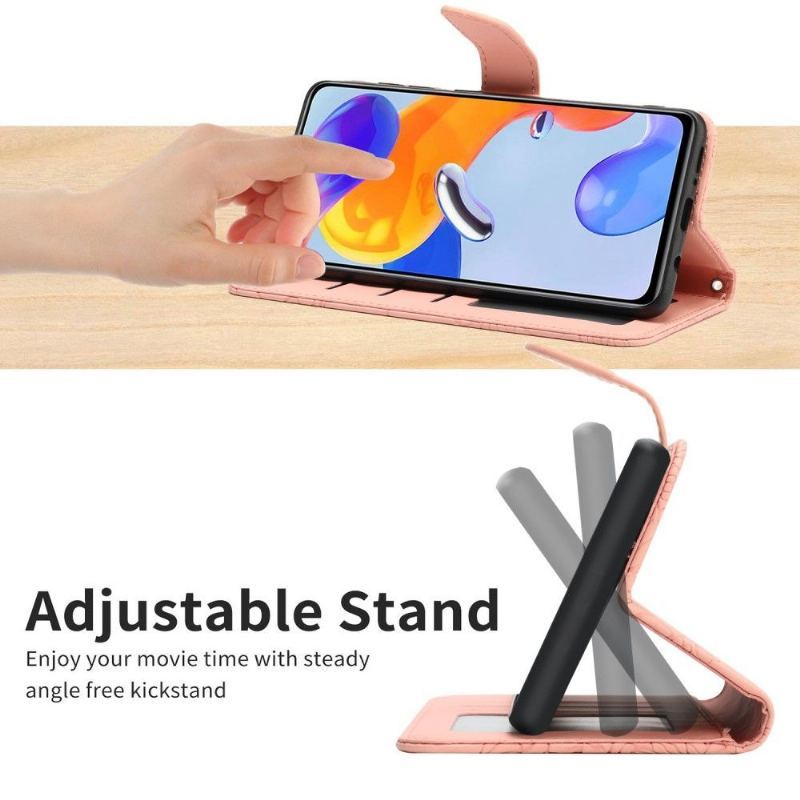 Etui Folio do Xiaomi Redmi Note 11 / Note 11S Ilustracja Motyl I Kwiaty Pasek