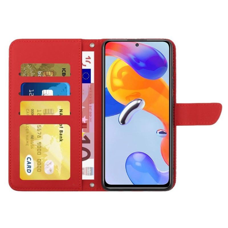 Etui Folio do Xiaomi Redmi Note 11 / Note 11S Ilustracja Motyl I Kwiaty Pasek