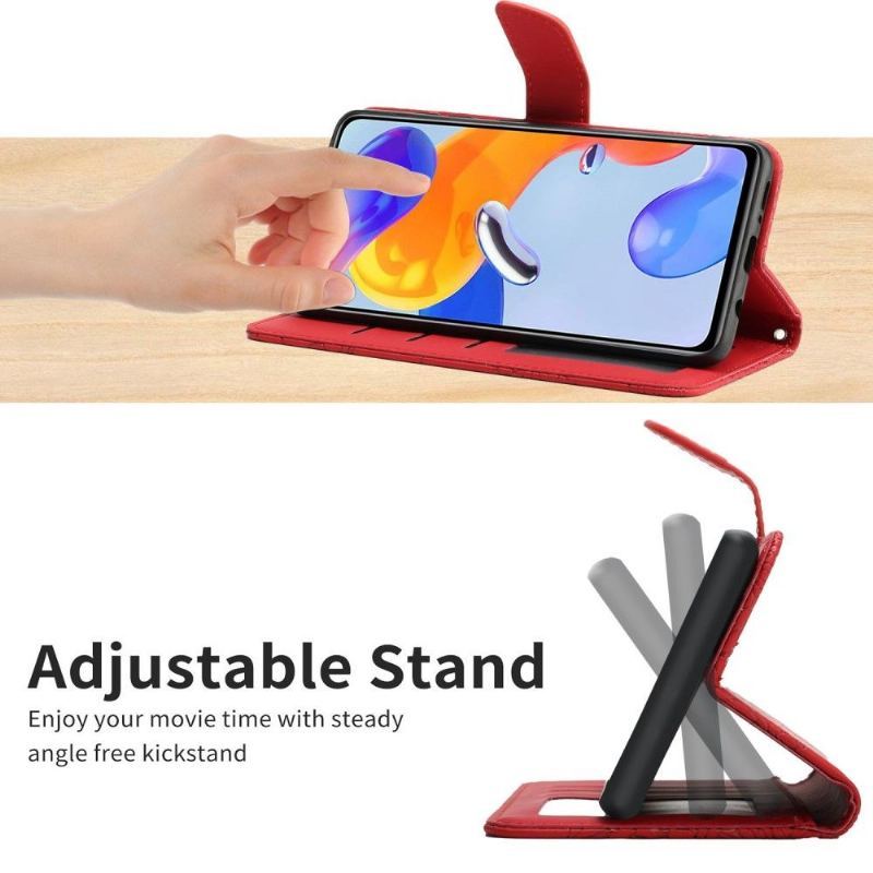 Etui Folio do Xiaomi Redmi Note 11 / Note 11S Ilustracja Motyl I Kwiaty Pasek