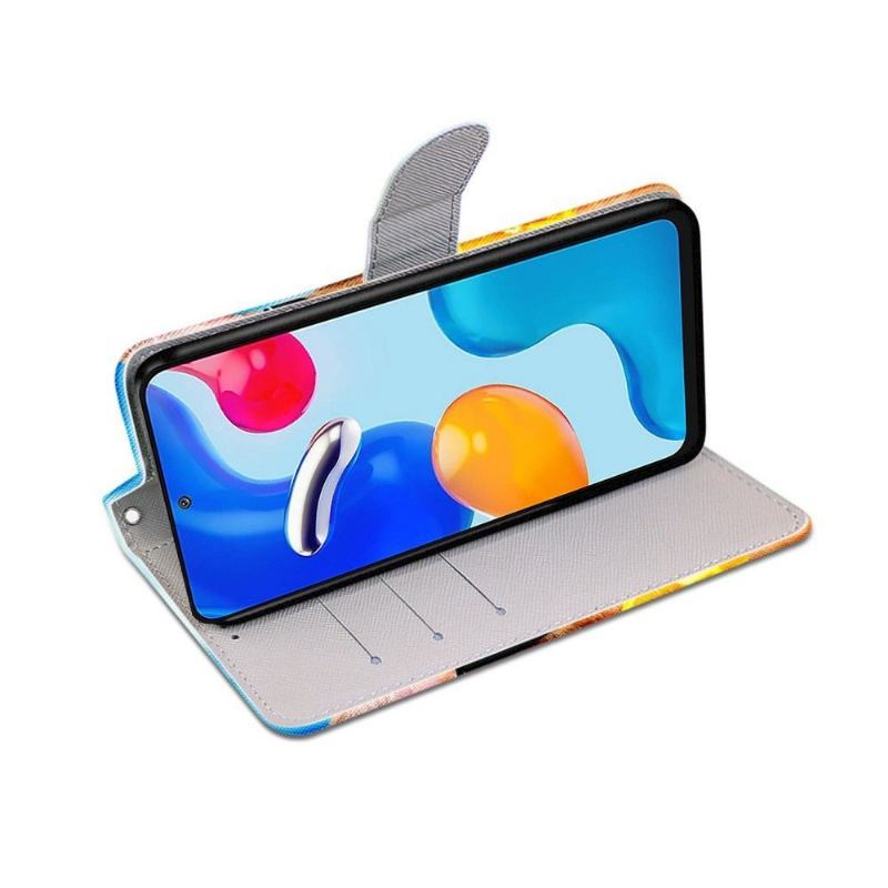 Skórzany Futerał do Xiaomi Redmi Note 11 / Note 11S Anti-fall Okulary Kot