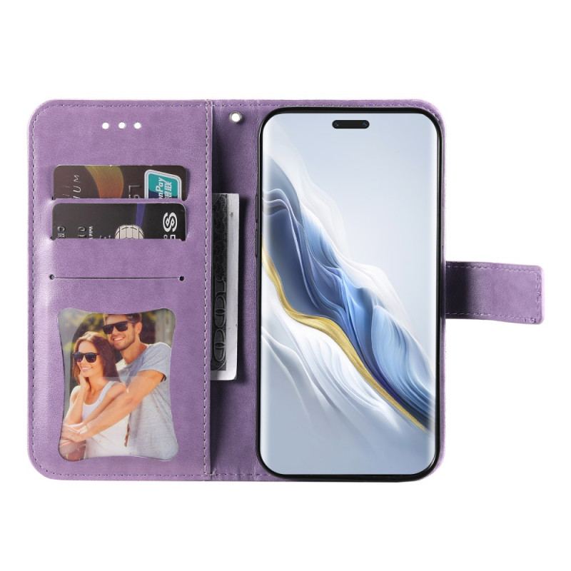 Etui Folio Honor Magic 6 Pro Kwiatowy Wzór Z Paskiem