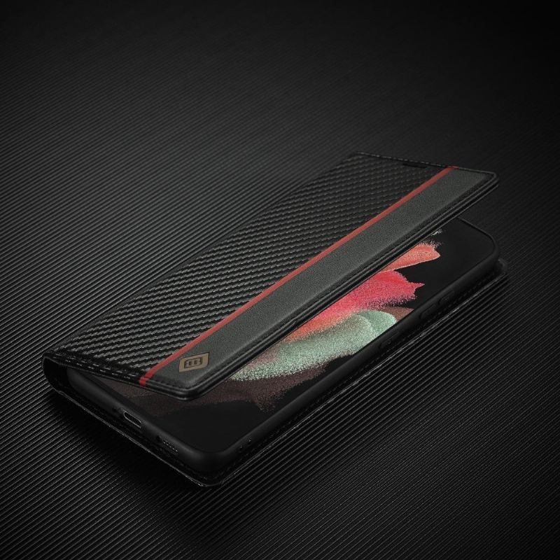 Obudowa Etui Na Telefon do Samsung Galaxy S21 Ultra 5G Efekt Skóry Z Włókna Węglowego - M2