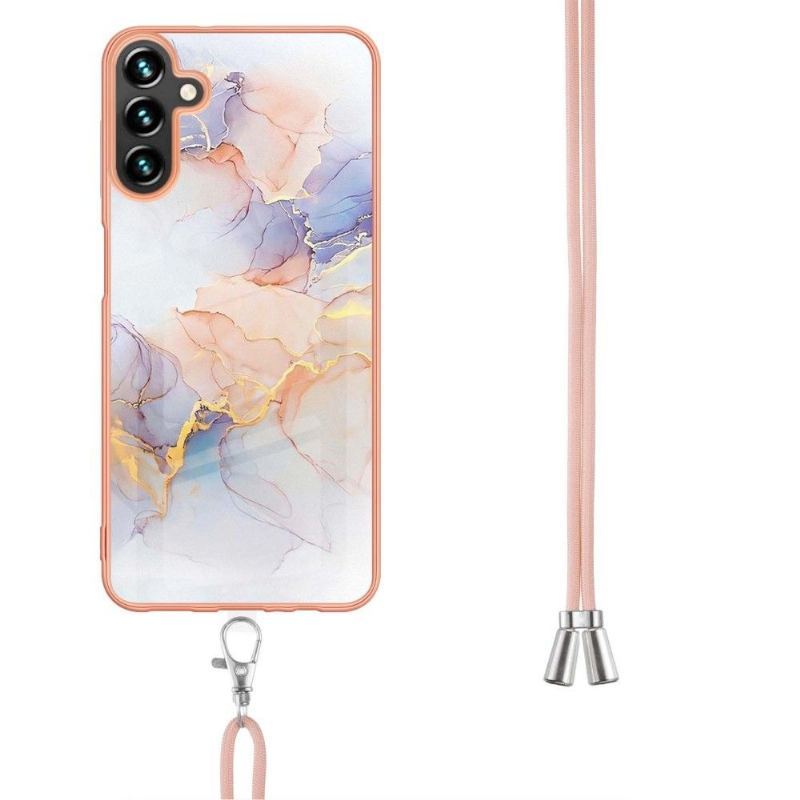 Etui do Samsung Galaxy A13 5G Biznes ze Sznurkiem Kolorowy Marmur