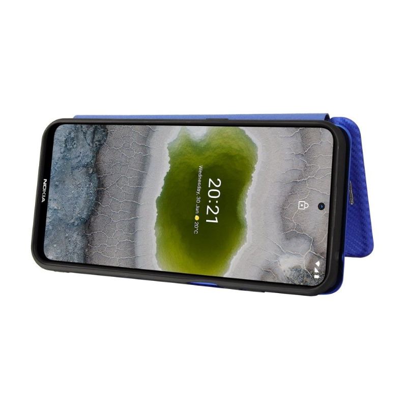 Skórzany Futerał do Nokia X20 / X10 W Stylu Włókna Węglowego Ze Sztucznej Skóry