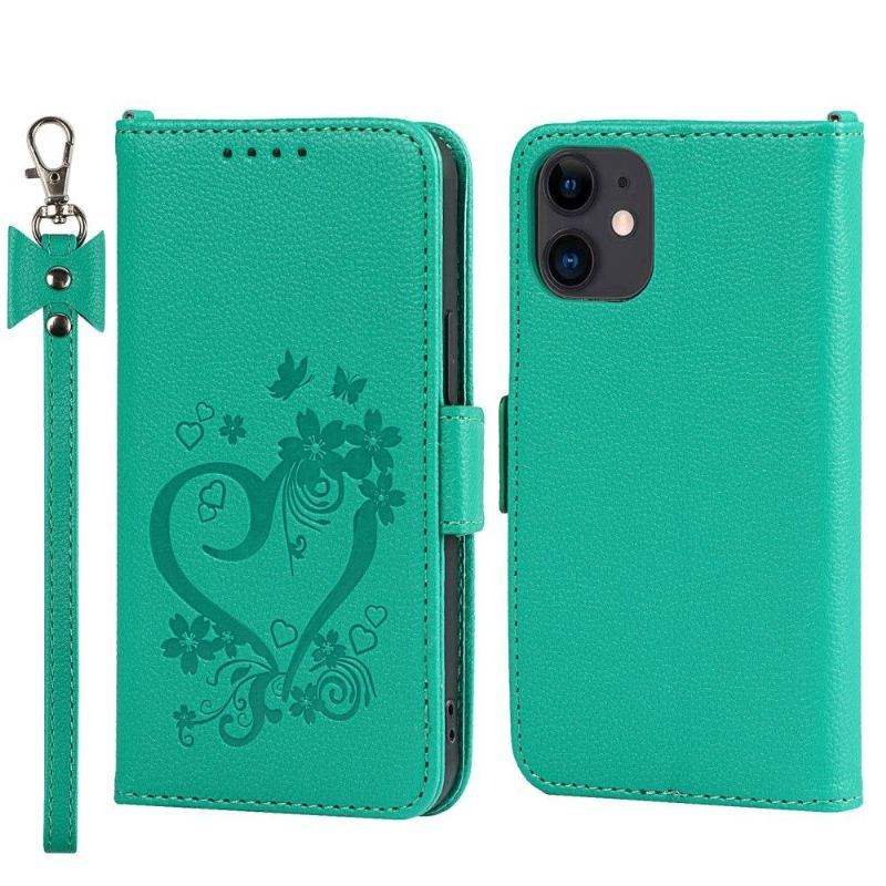 Etui Folio do iPhone 12 Mini Kwiatowe Serce