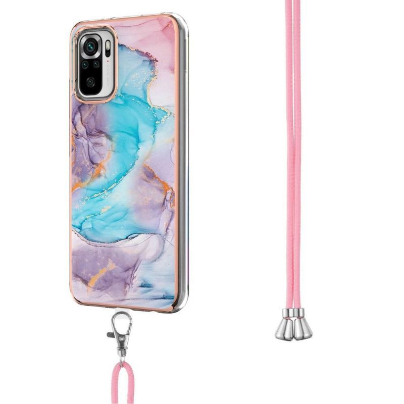 Futerały do Xiaomi Redmi Note 10 4G / Note 10S ze Sznurkiem Niebieski Kolorowy Marmur