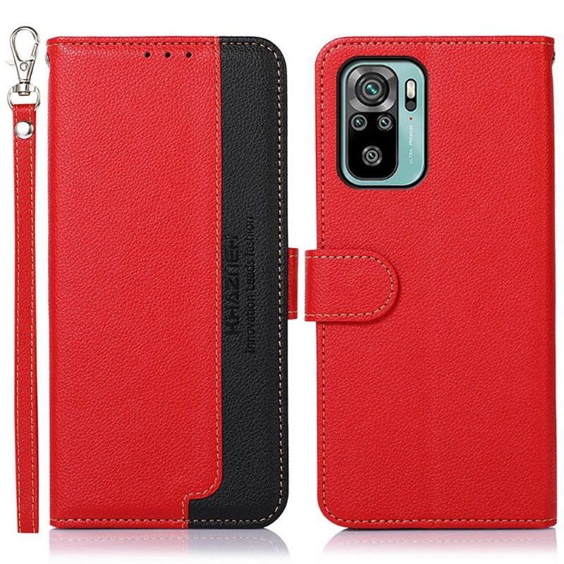 Skórzany Futerał do Xiaomi Redmi Note 10 4G / Note 10S Anti-fall Khazneh Odsłonięte Szwy