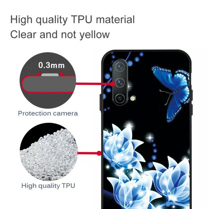 Etui do OnePlus Nord CE 5G Motyle I Niebieskie Kwiaty