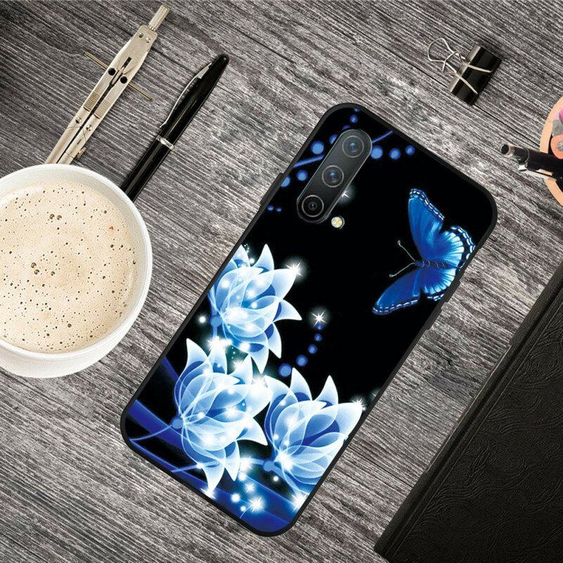 Etui do OnePlus Nord CE 5G Motyle I Niebieskie Kwiaty