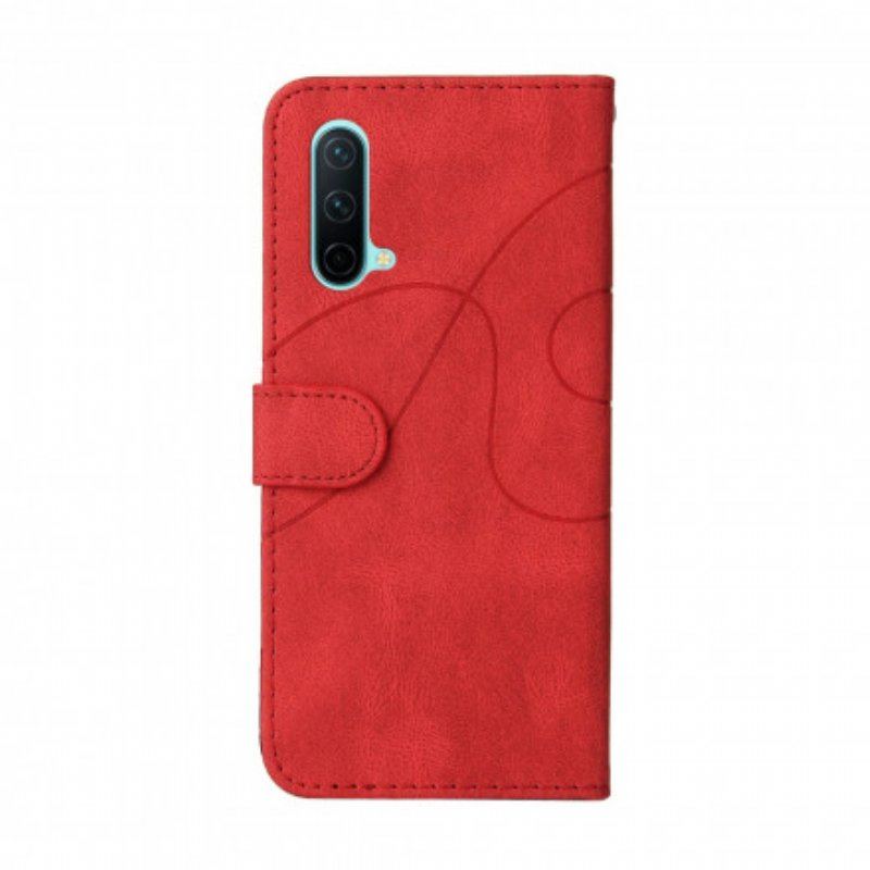Etui Folio do OnePlus Nord CE 5G Dwukolorowa Sygnowana Sztuczna Skóra