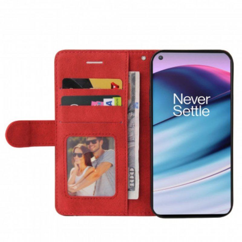 Etui Folio do OnePlus Nord CE 5G Dwukolorowa Sygnowana Sztuczna Skóra