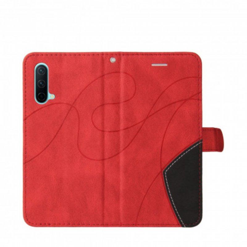 Etui Folio do OnePlus Nord CE 5G Dwukolorowa Sygnowana Sztuczna Skóra
