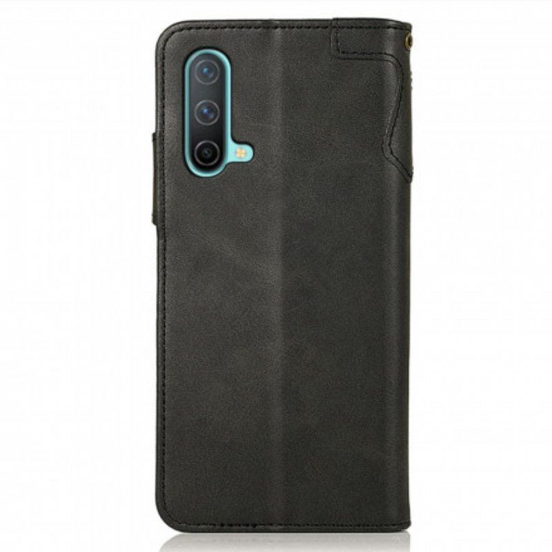 Etui Folio do OnePlus Nord CE 5G Guzik Khazneh Ze Sztucznej Skóry