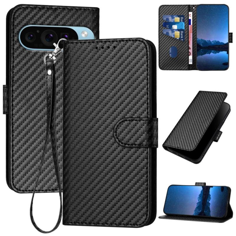 Etui Folio Do Google Pixel 9 Pro Xl Tekstura Włókna Węglowego
