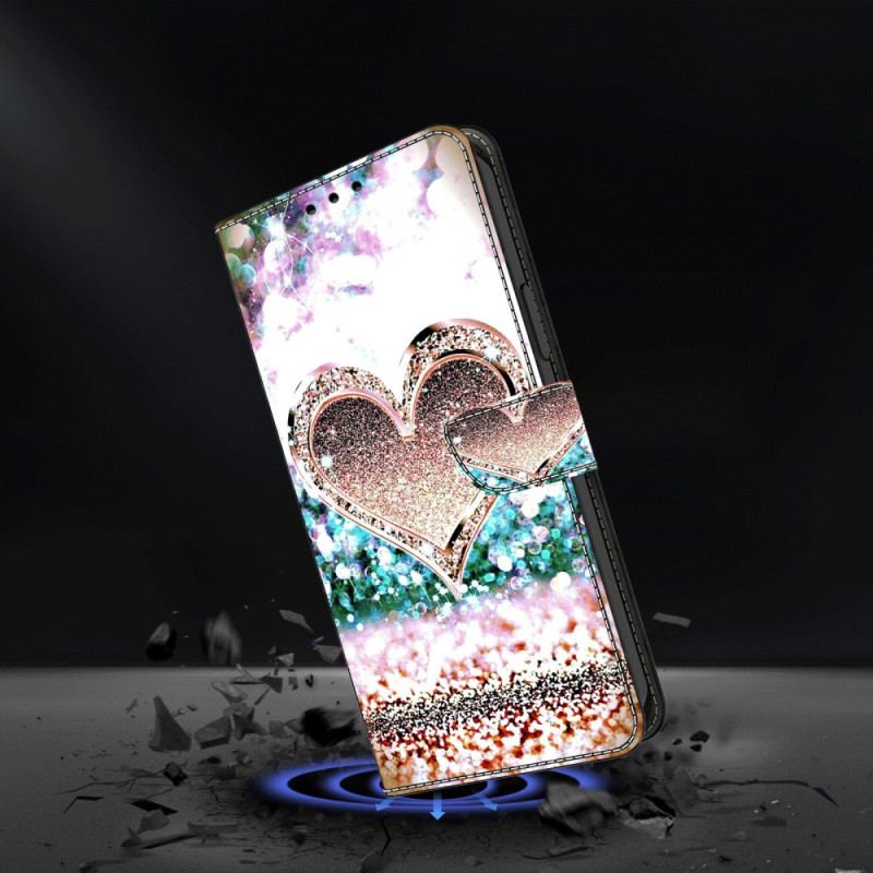 Skórzany Futerał Google Pixel 9 Pro Xl Etui Na Telefon Różowe Diamentowe Serce