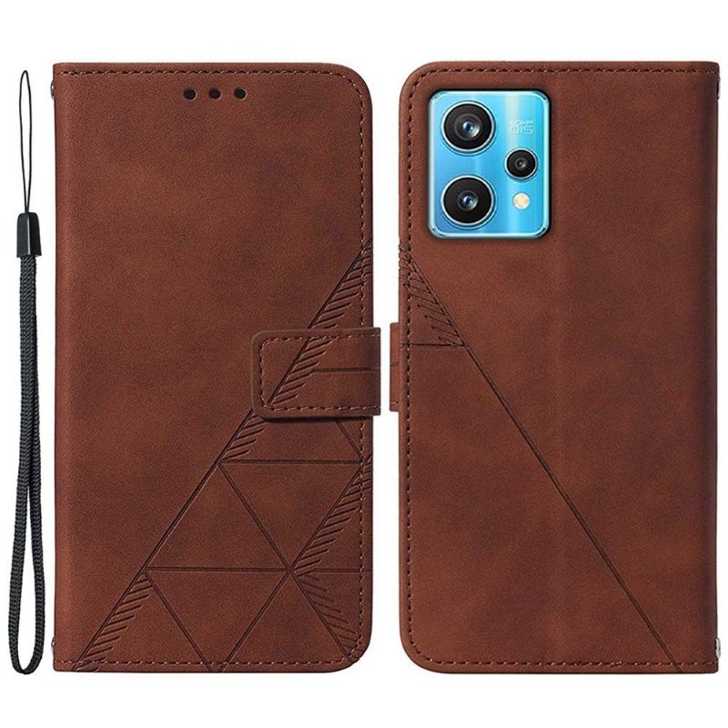 Etui Folio do Realme 9 Pro Plus Obrzeża Skórzany Efekt Geometryczny Wzór