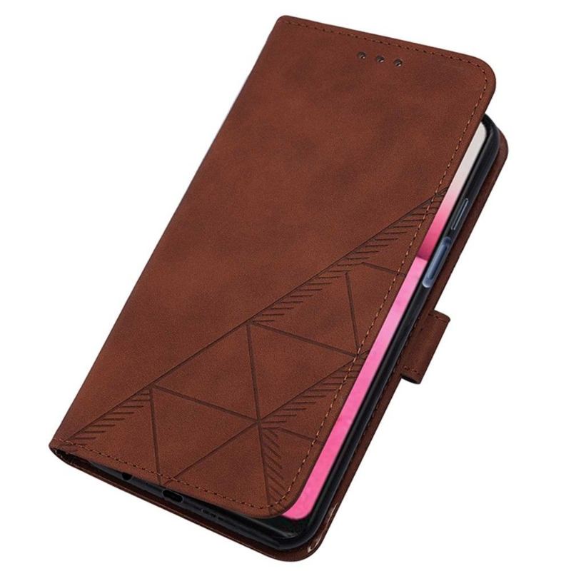 Etui Folio do Realme 9 Pro Plus Obrzeża Skórzany Efekt Geometryczny Wzór