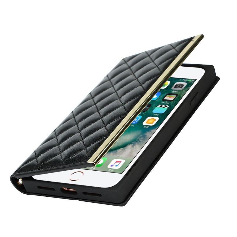 Skórzany Futerał do iPhone SE 2022 Anti-fall Glam Pikowana
