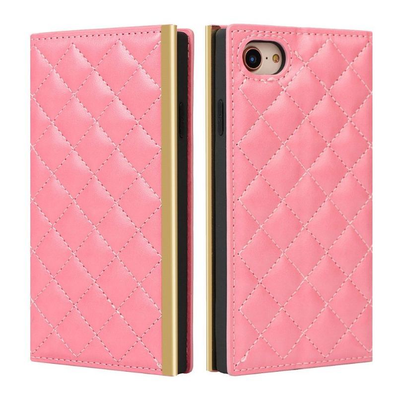 Skórzany Futerał do iPhone SE 2022 Anti-fall Glam Pikowana