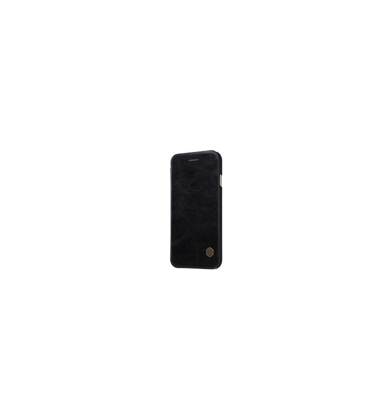 Skórzany Futerał do iPhone SE 2022 Anti-fall Seria Qin Nillkin Faux Leather - Czarny