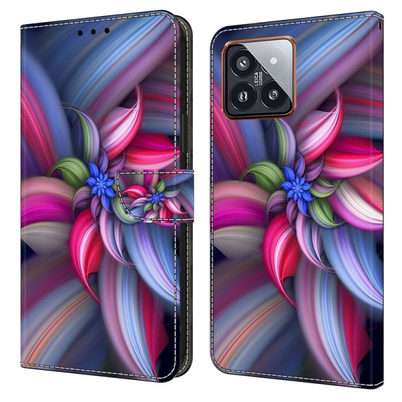 Etui Folio Xiaomi 14 Pro Kolorowe Kwiaty Etui Ochronne