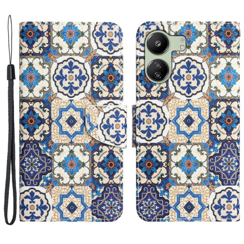 Etui Folio Poco C65 Totem Retro Z Paskiem Etui Ochronne