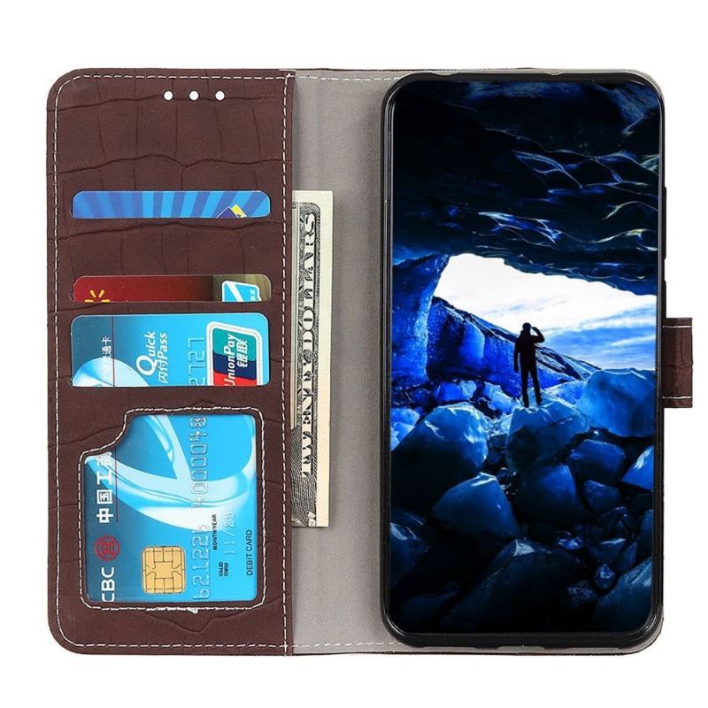 Etui Folio do Poco F4 GT Croco Look Stitching