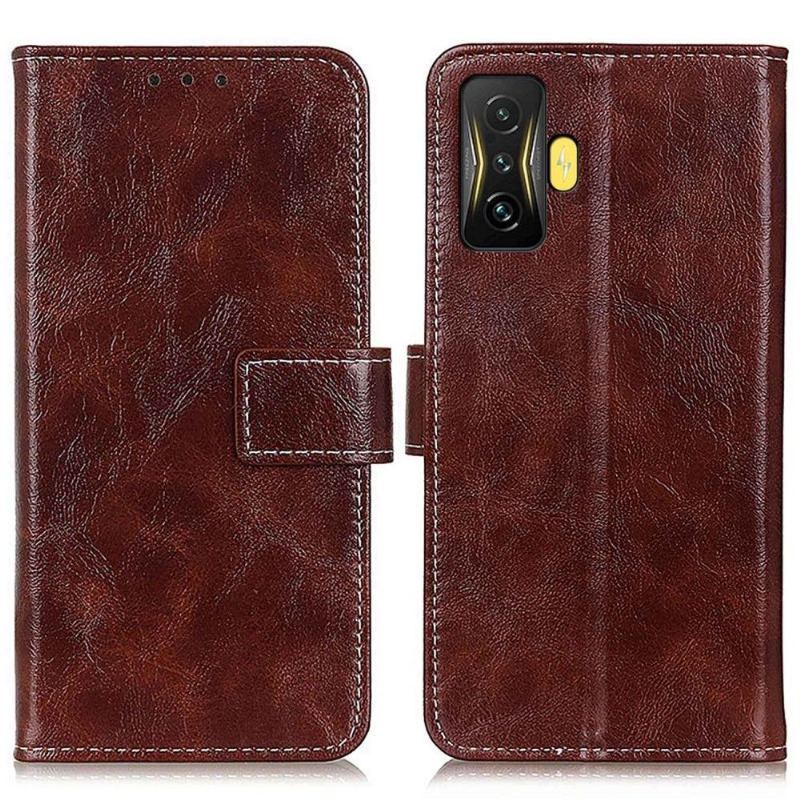 Etui Folio do Poco F4 GT Luksusowe Szwy Z Efektem Skóry