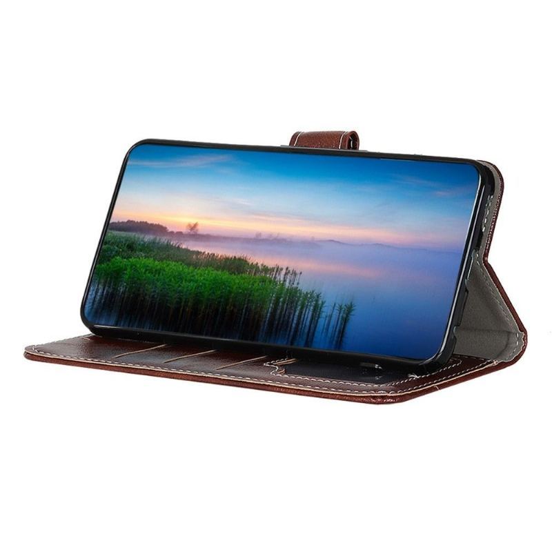 Etui Folio do Poco F4 GT Luksusowe Szwy Z Efektem Skóry
