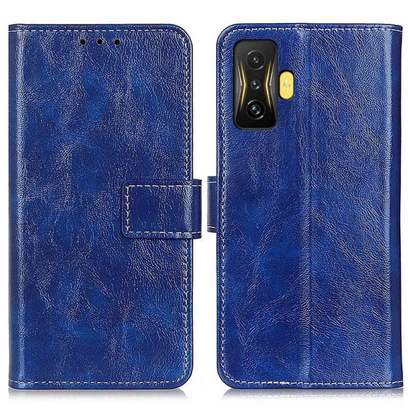 Etui Folio do Poco F4 GT Luksusowe Szwy Z Efektem Skóry