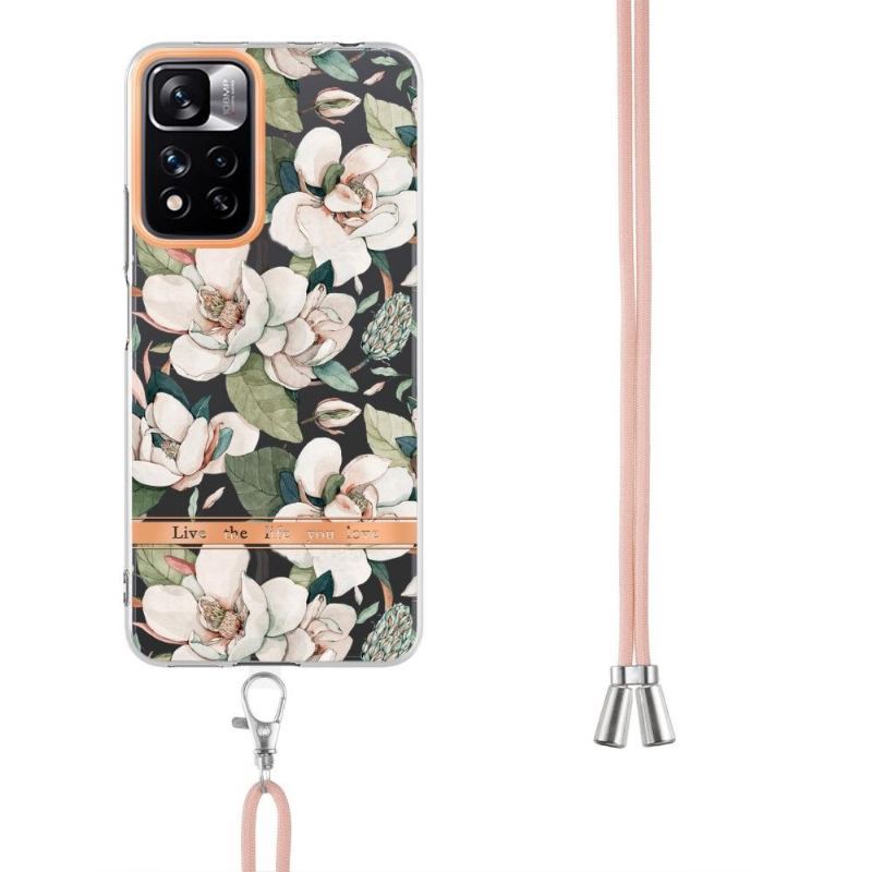 Futerały do Xiaomi Redmi Note 11 Pro Plus 5G ze Sznurkiem Gardenia Biały Kwiat