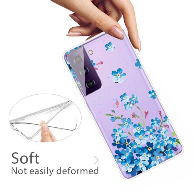 Futerały do Samsung Galaxy S21 5G Niebieskie Kwiaty