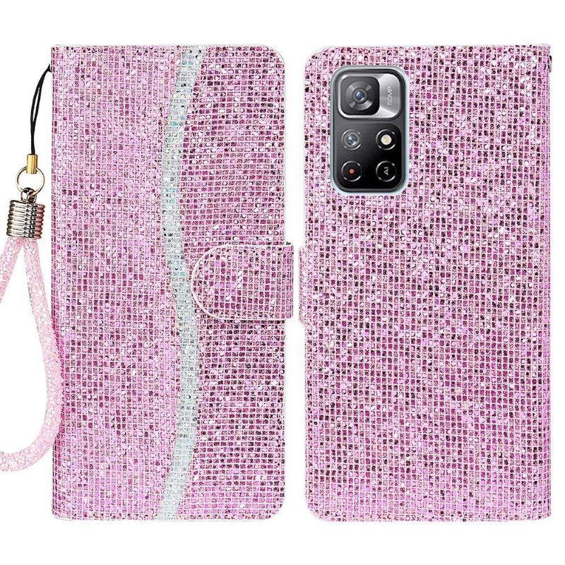 Etui Folio do Poco M4 Pro 5G Brokatowe Etui Na Karty