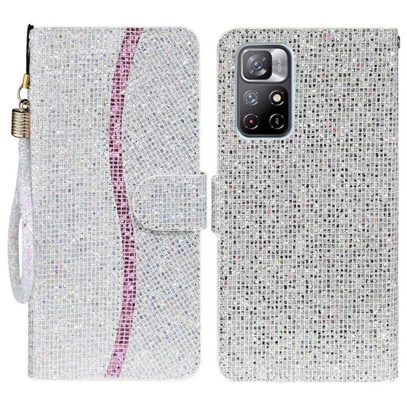 Etui Folio do Poco M4 Pro 5G Brokatowe Etui Na Karty