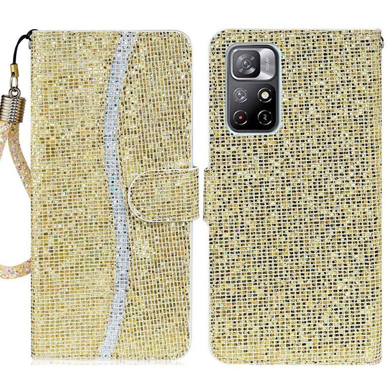 Etui Folio do Poco M4 Pro 5G Brokatowe Etui Na Karty